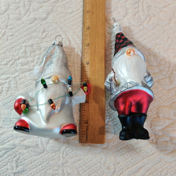 Vintage Pottery Barn Mercury Glass Santa Claus Ornament Set Of Two - Picture 7 of 7